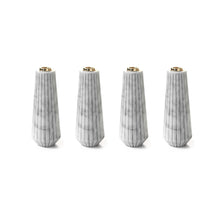 Load image into Gallery viewer, Set of 4 Striped Candle Holder with Small Brass