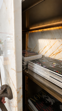Load image into Gallery viewer, Bar Cabinet in Paonazzo Marble, Wood and Solid Brass
