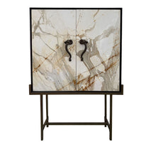 Load image into Gallery viewer, Bar Cabinet in Paonazzo Marble, Wood and Solid Brass
