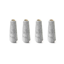 Load image into Gallery viewer, Set of 4 Striped Candle Holder with Small Brass